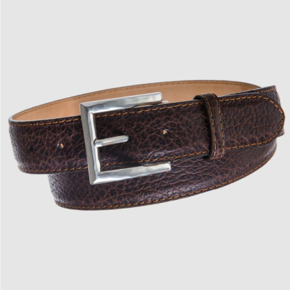 Links and Kings Men's Brown Leather American Bison Belt Size 40